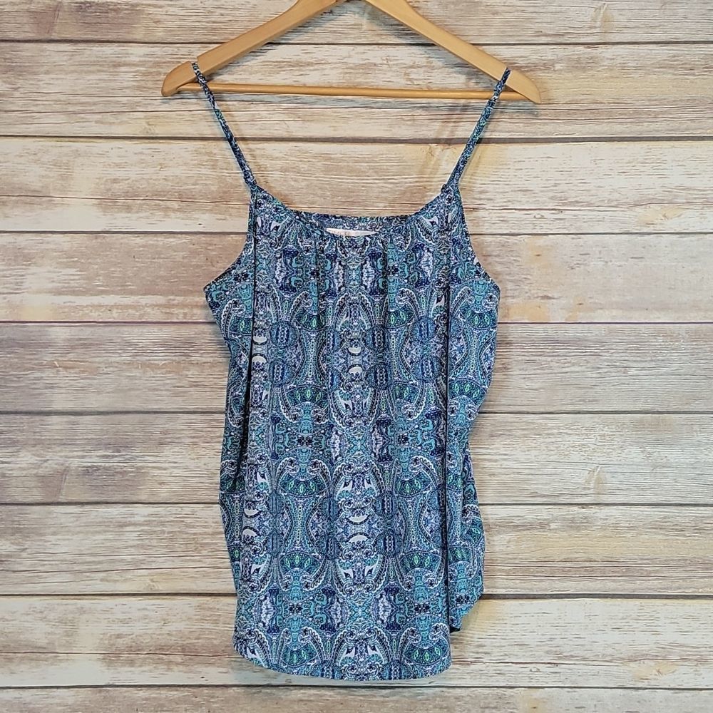 Time And Tru | Blue Abstract Swing Tank Top L
